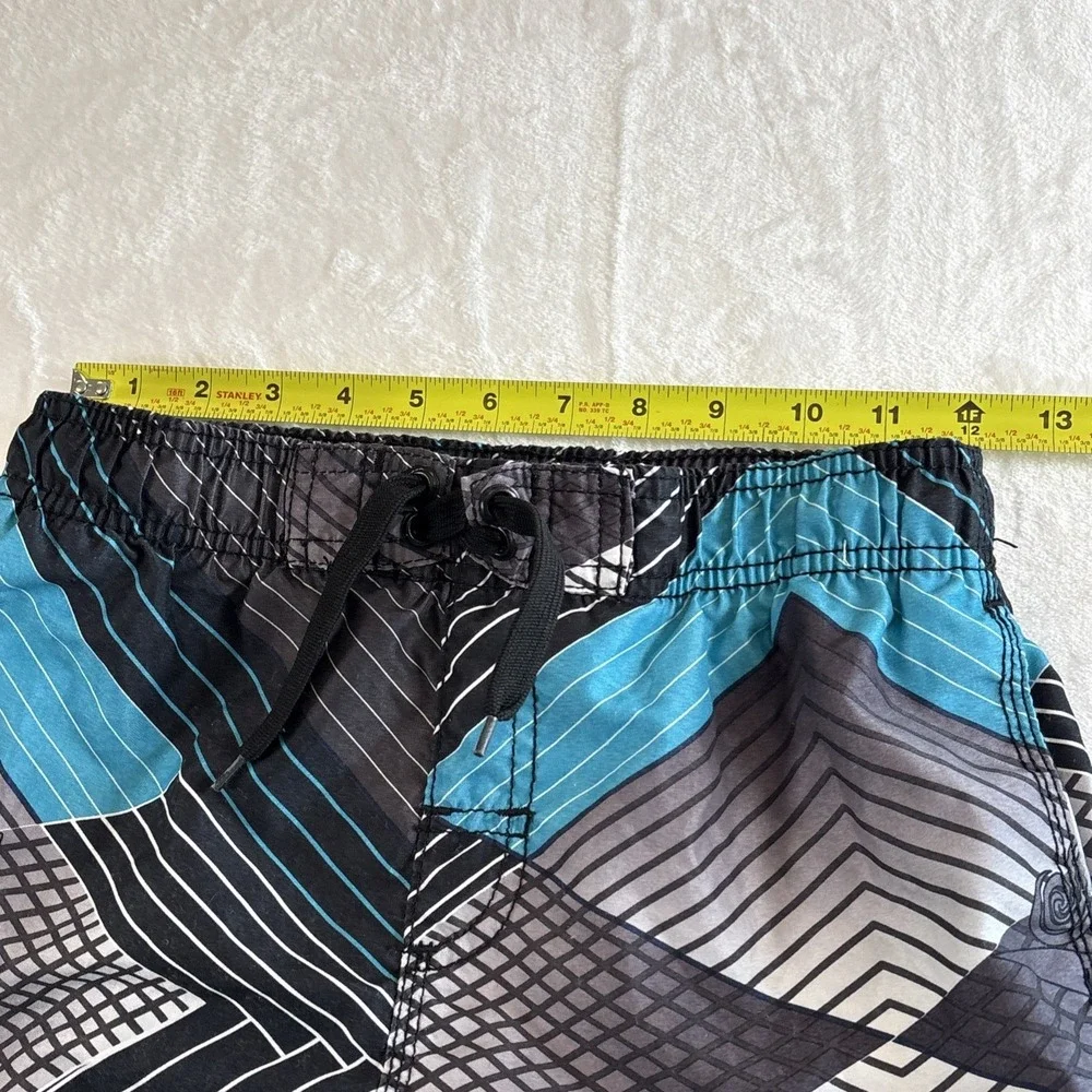 Kanu Surf Swim Trunks Youth Boys Polyester Size Large 14/16 Black Turquoise Mesh